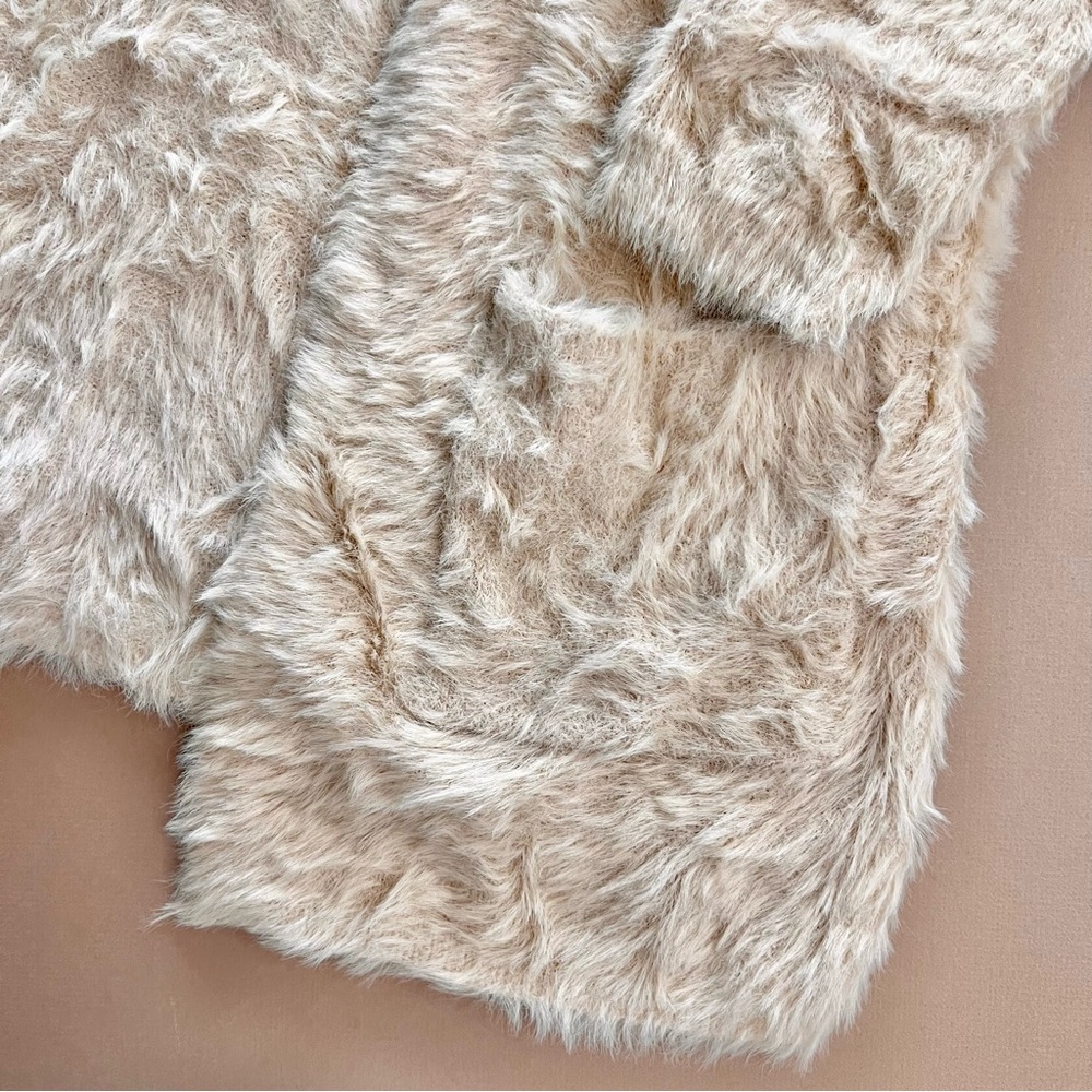 Free People Faux Fur Cardi Open Front Cardigan Sweater - Picture 7 of 16